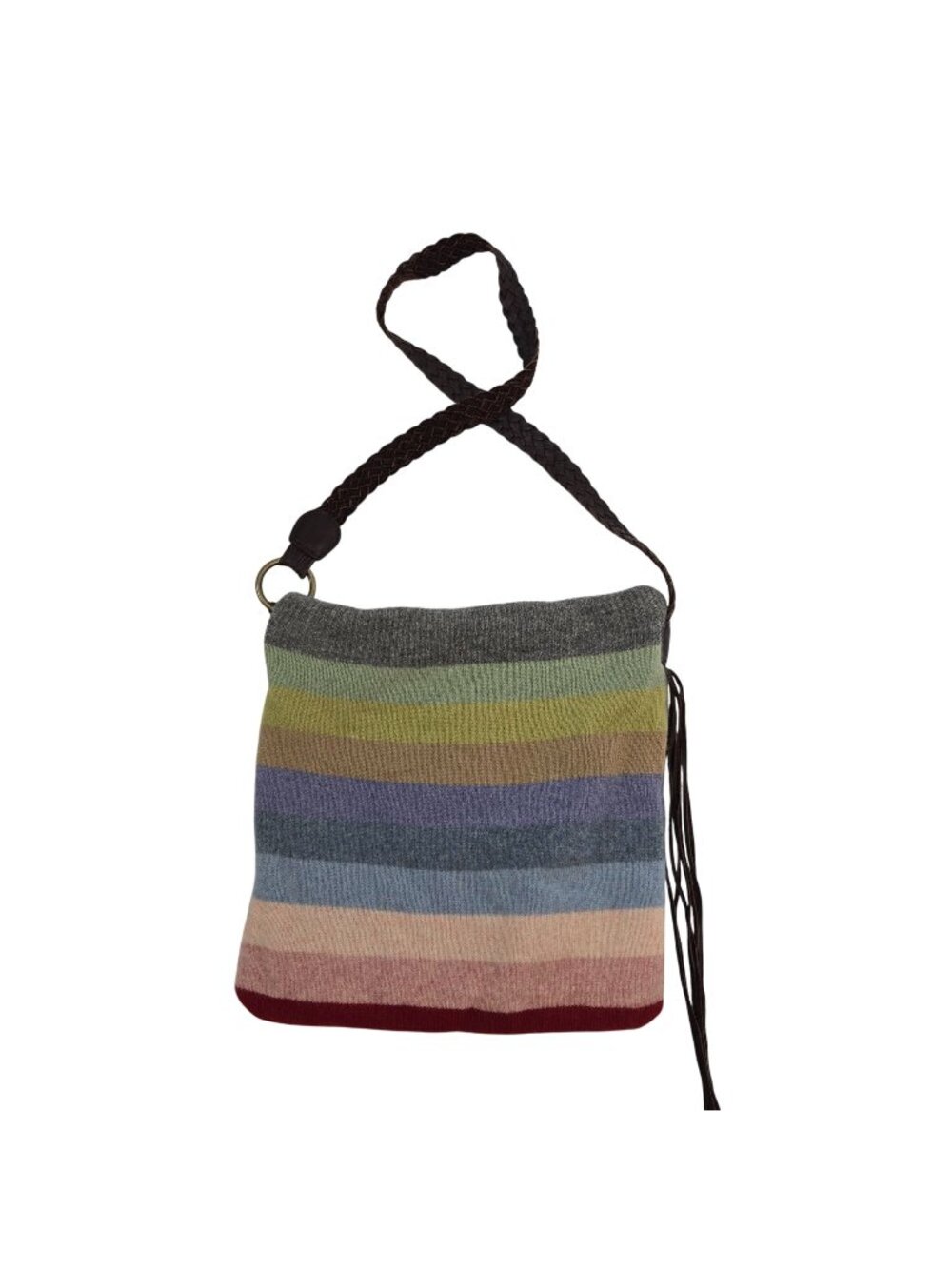 Gap 100% Lambswool Multi-Color Striped Crossbody Bag